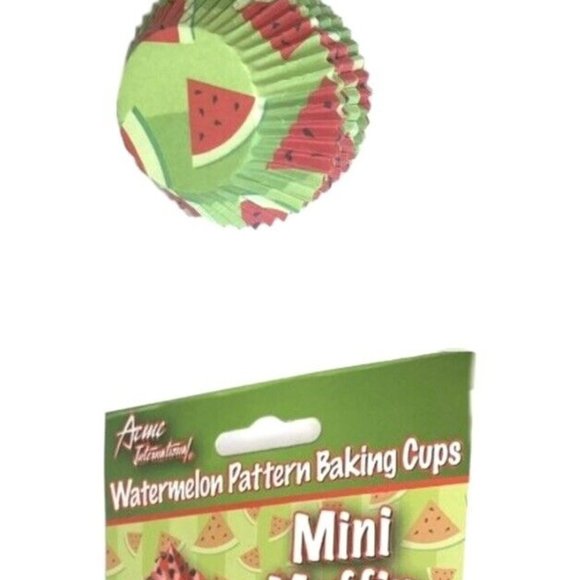 Watermelon Cupcake Summer Party Decor Holders -150 Mini Muffin Baking Cup Liners - Picture 2 of 3